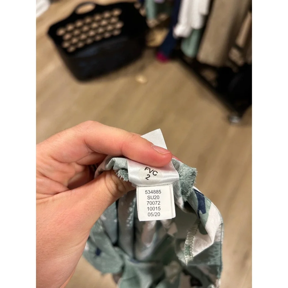 Ann Taylor Factory Sage Green Floral Faux Wrap Midi Skirt Size 8 534885 SU20